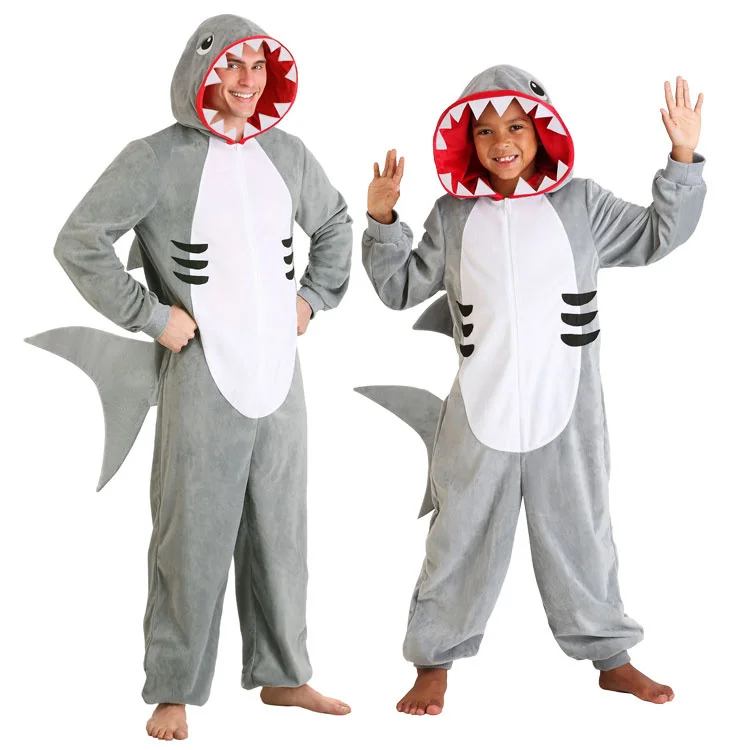 

Adult Grey Shark Cosplay Halloween Costume For Kids Boys Cute Sharks Jumpsuit Child Christmas Birthday Party Group Fancy Dress