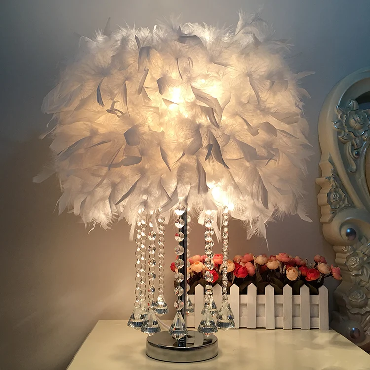 Креативная настольная лампа в средиземноморском стиле с хрустальными перьями
