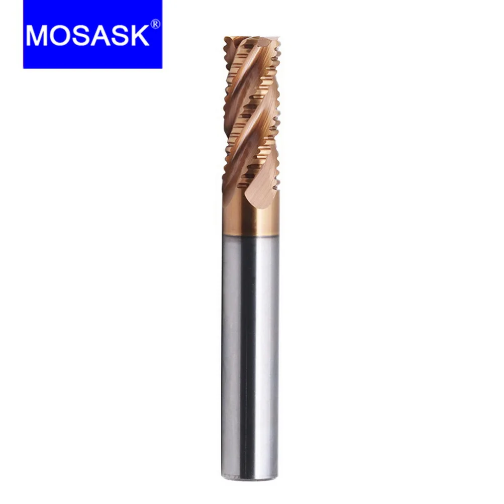 

MOSASK 1PCS 3 Flute Copper Aluminum 4 Flute Stainless Steel Lathe Tungsten Metal Working 8 10 12 MM Carbide Milling Cutter