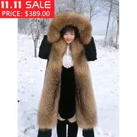muskrats fur lining coat detachable parka women jacket winter long hooded warm outwear 2020 new arrival