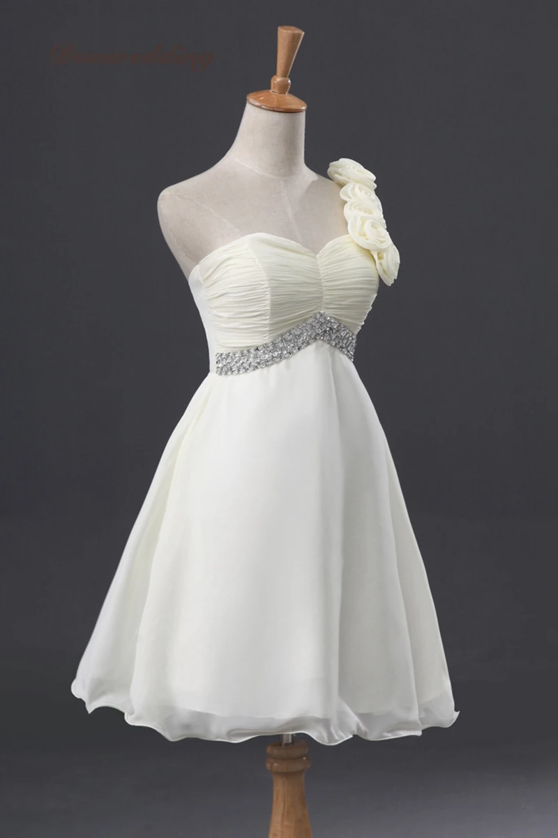 Elegant One-Shoulder Short/Mini Homecoming Dress Hand Made Flowers Beaded Graduation A-Line Party Gowns Real Photo Zipper | Свадьбы и