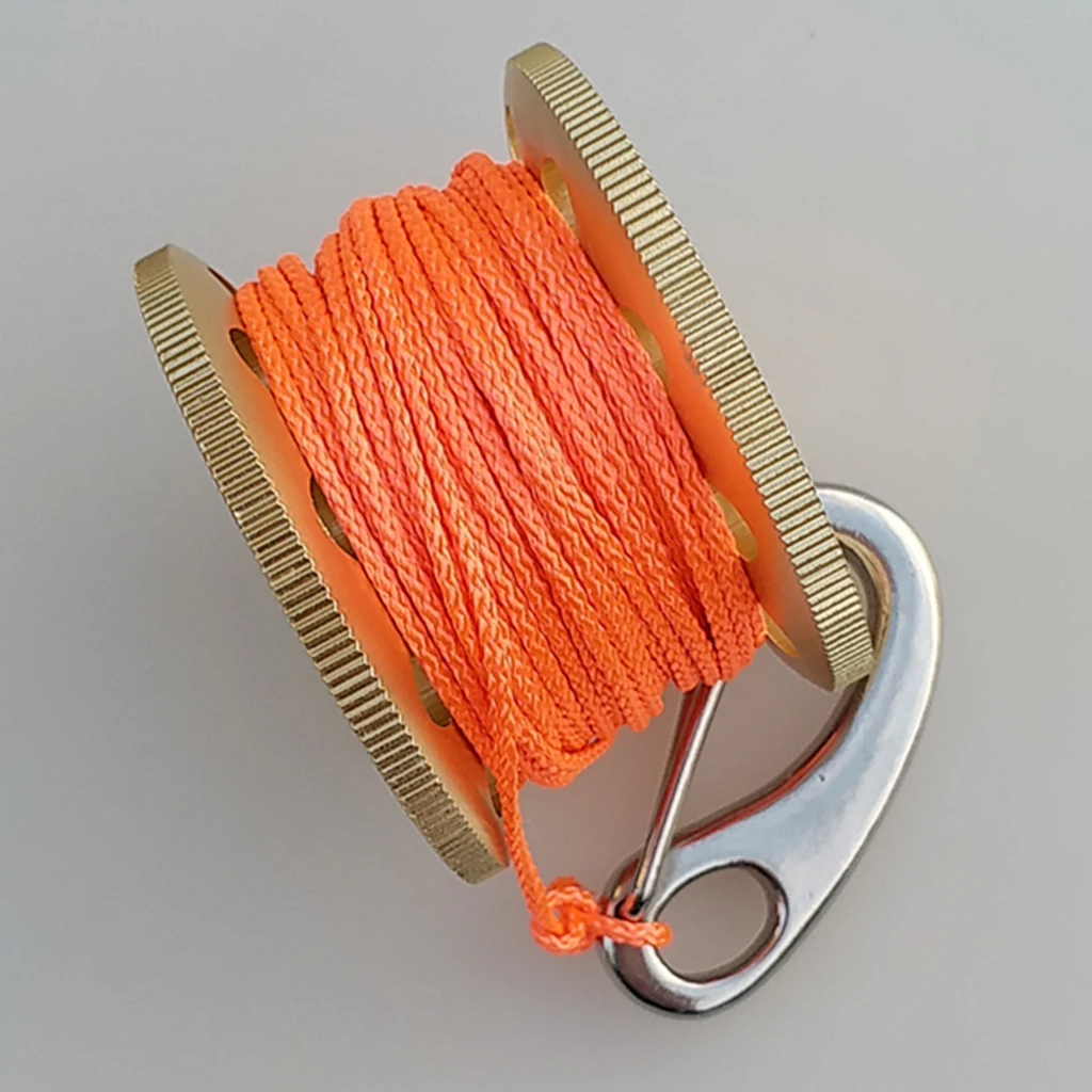 Finger Reel Wreck Scuba Tech Diving Spool 10m/98ft Line Rope with Stainless Clip Scuba Dive Line Rope Guide