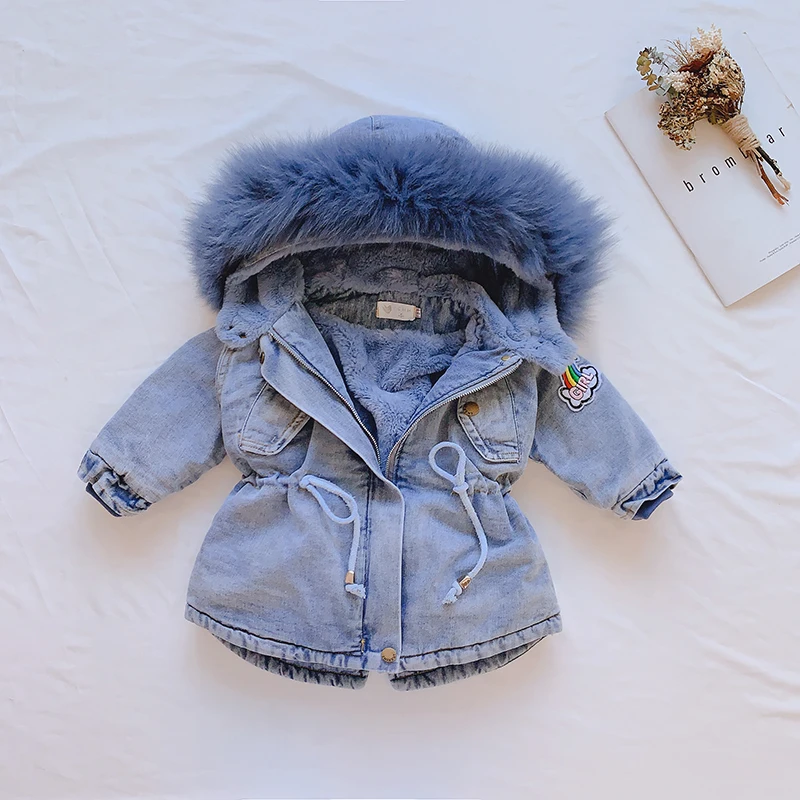 

2019 new Children's cowboy plus velvet warm jacket 1