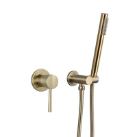 brushed gold shower simple wall mounted shower set brass hot and cold water mixer bar shape showerhead tub tap shower faucet