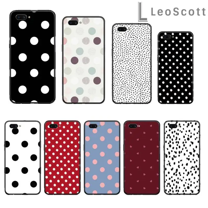 

Black And White Polka Dot Phone Case For OPPO R9 R11 R15 R17 RENO Realme S PLUS Normal 2z 3 5 C2 pro