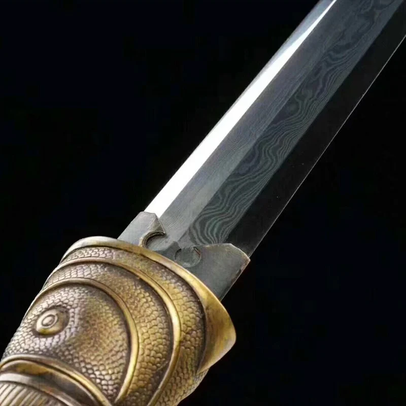 Короткий китайский меч октахедраль ручной работы медная фурнитура скрытый