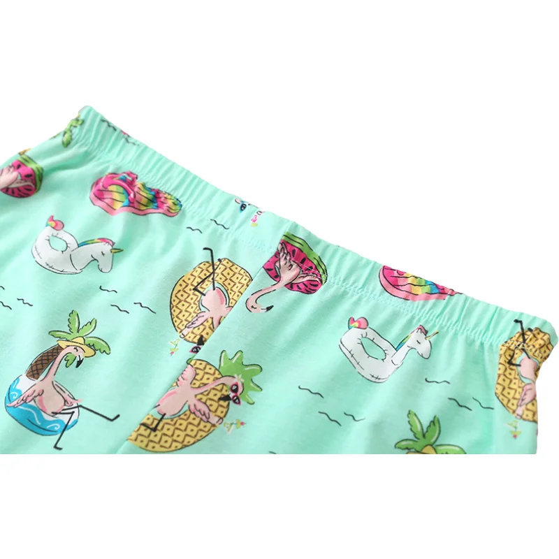 

Summer Thin Lady's Pajamas Suits 2PCs Cotton Cartoon Homewear Cropped trousers Short Sleeves Leisure Breathe Freely Sleepwear