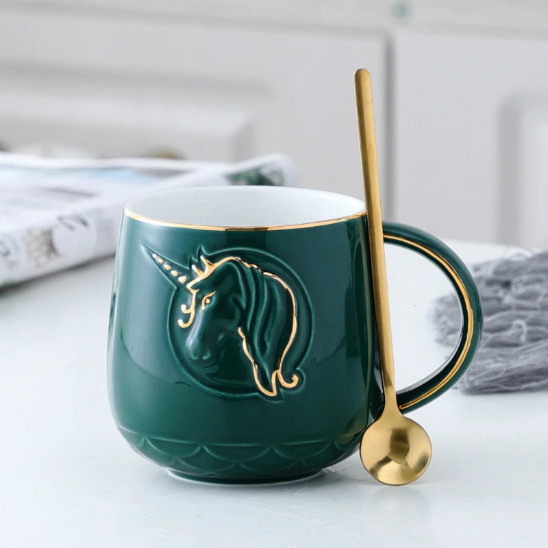 Ceramics Coffee Mug Creative Unicorn Pattern Cappuccino Latte Art Milk Cup Practical Lovers Office Afternoon Teacup | Дом и сад