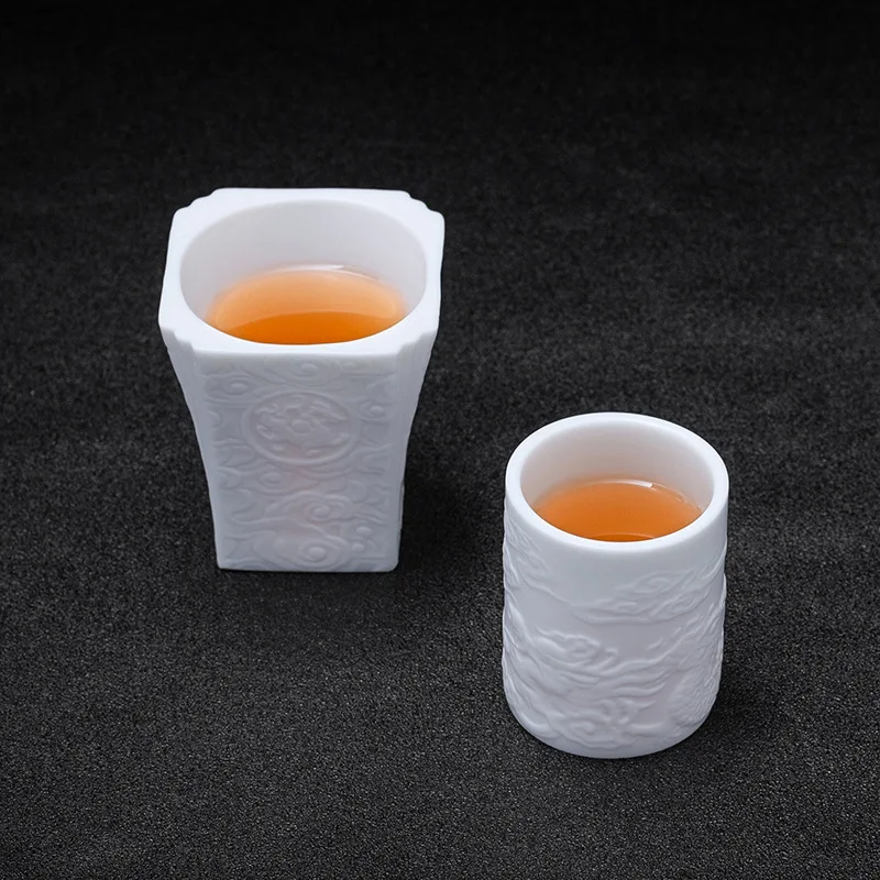 

Seal Cup Tea Cup Master Cup Sheep Fat Jade Ceramic Whiteware Plain Burning Individual Cup Single Cup