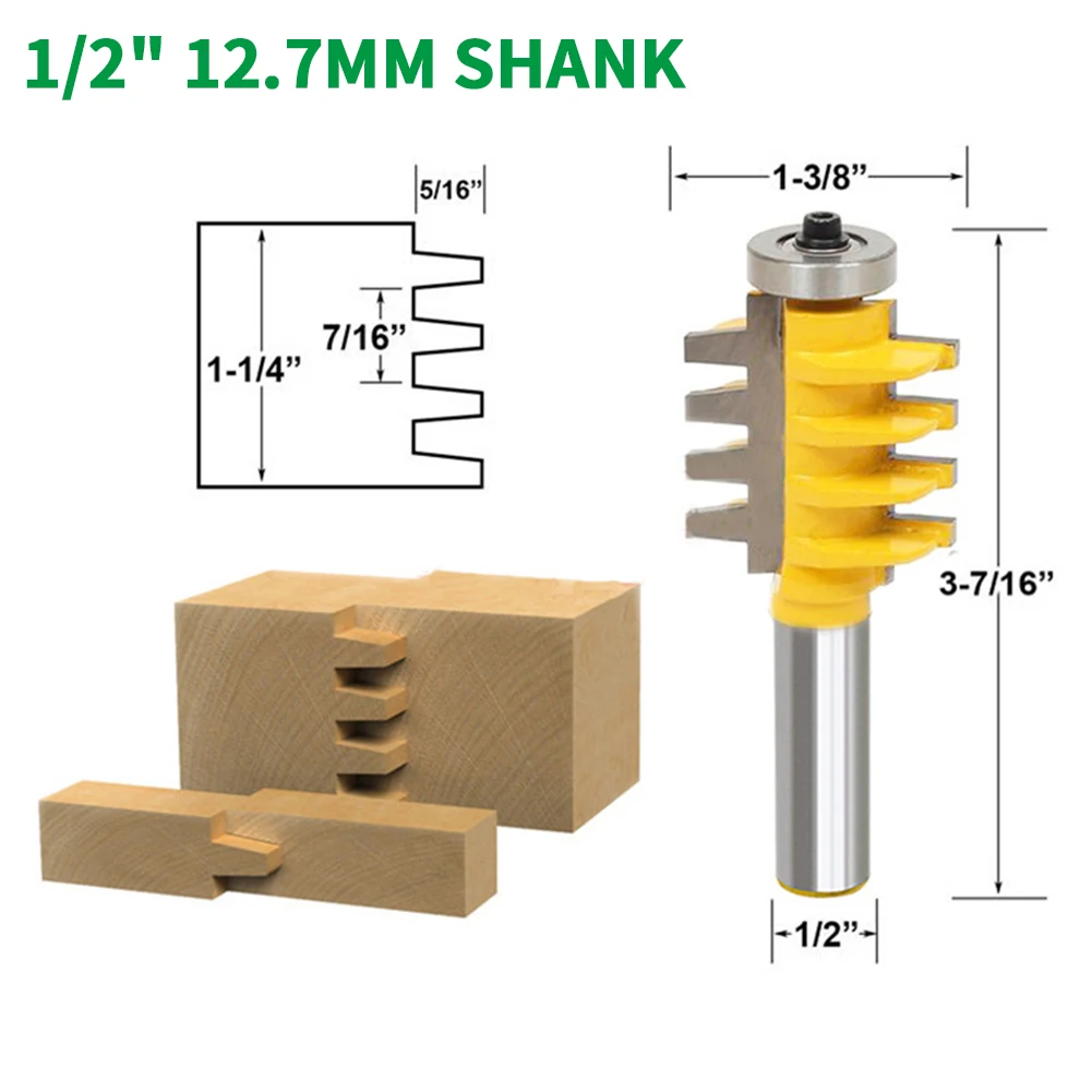 

1PC 1/2" 12.7MM Shank Milling Cutter Wood Carving Rail Stile Finger Joint Glue Router Bit Cone Tenon Woodwork Cutter Power Tools