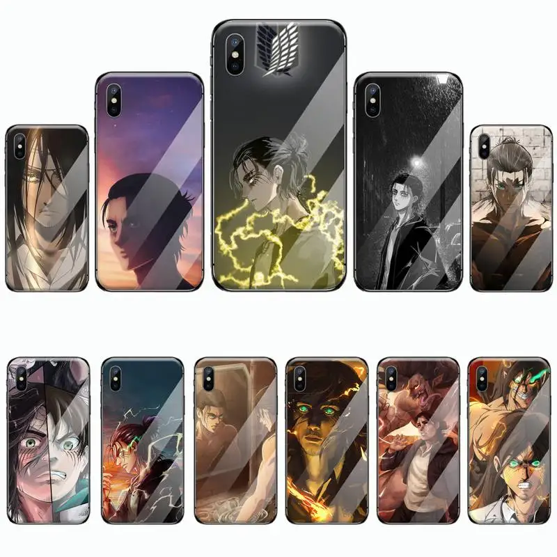 

Eren Yeager Attack on Titan Phone Case Tempered glass For iphone 6 7 8 plus X XS XR 11 12 13 PRO MAX mini