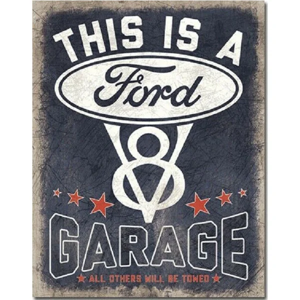 

Ford Genuine V8 Car Dealer Logo Retro Weathered Wall Garage Decor Metal Tin Sign 20x30cm