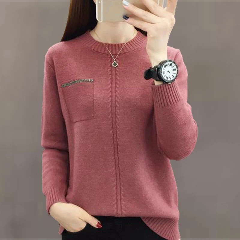 

2021 New Sprint Knit Sweater Loose Women Ladies Lantern Sleeve Sweater Pullovers Autumn Outerwear Femininas Clothes