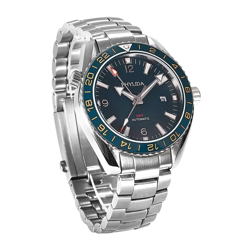 Мужские синие 43,5 мм GMT двухчасовые автоматические часы Sea master Ocean Homage сапфировое стекло синяя керамическая вставка 3 АТМ