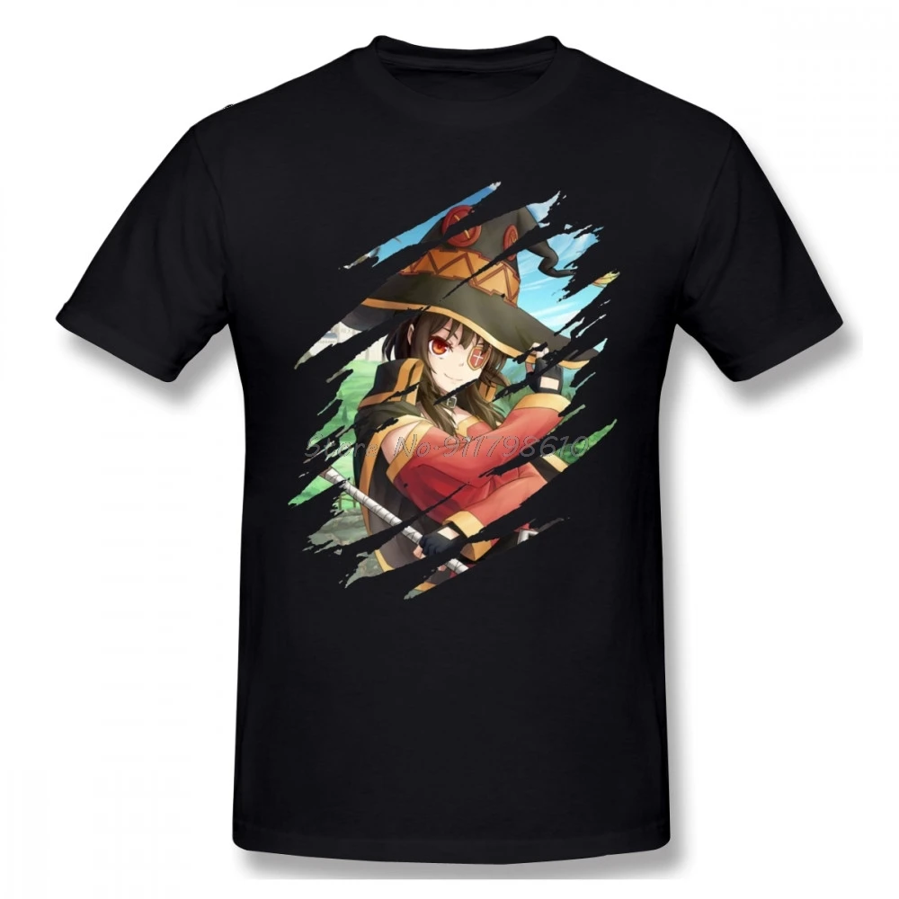 Футболка Megumin в стиле ретро для мужчин Женская хлопковая рубашка с круглым