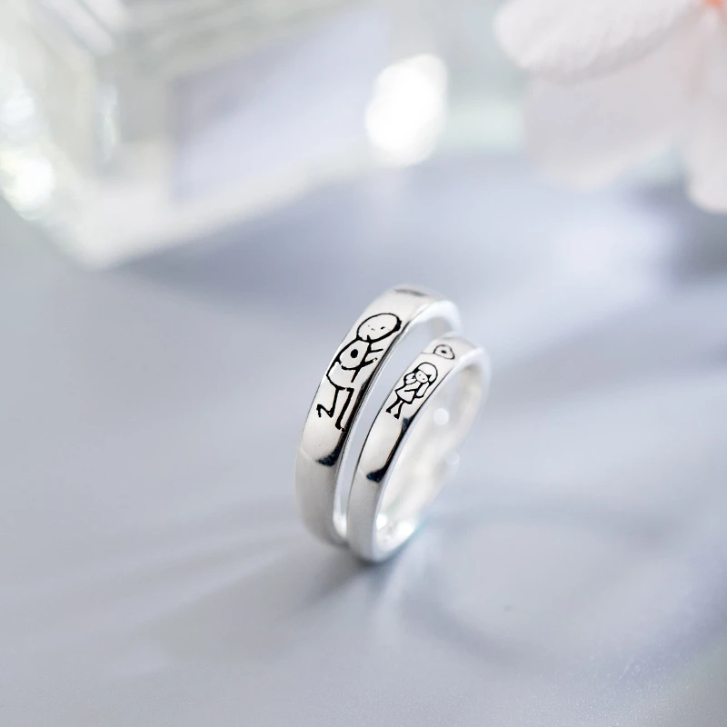 Кольцо из серебра 100% пробы для мужчин и женщин с мультяшными куклами|Кольца| |