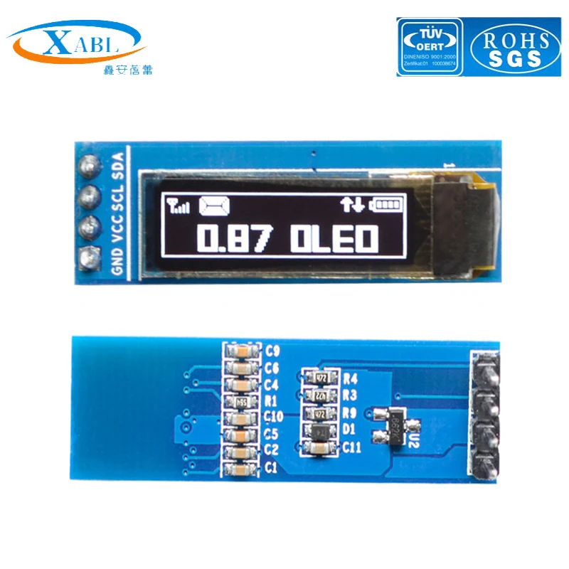 OLED модуль XABL 0 87 дюйма разрешение 128*32P дисплея SSD1316 4 контактный материал IIC PM