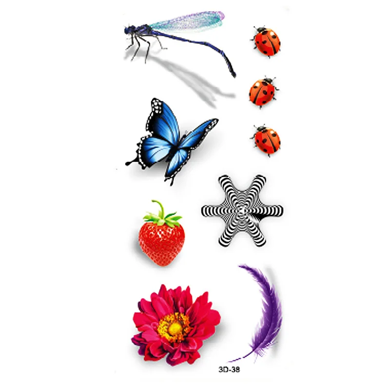 Водостойкие цветные 3d-тату-наклейки бабочки цветы плечи украшения для боди-арта
