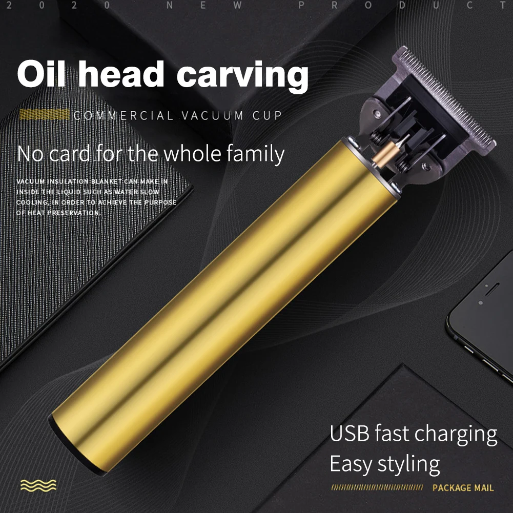 

Men T Outliner USB Rechargeable With Comb Grooming Beard Shaving Hair Trimmer Home Salon Cordless Oil Head Professional Carving