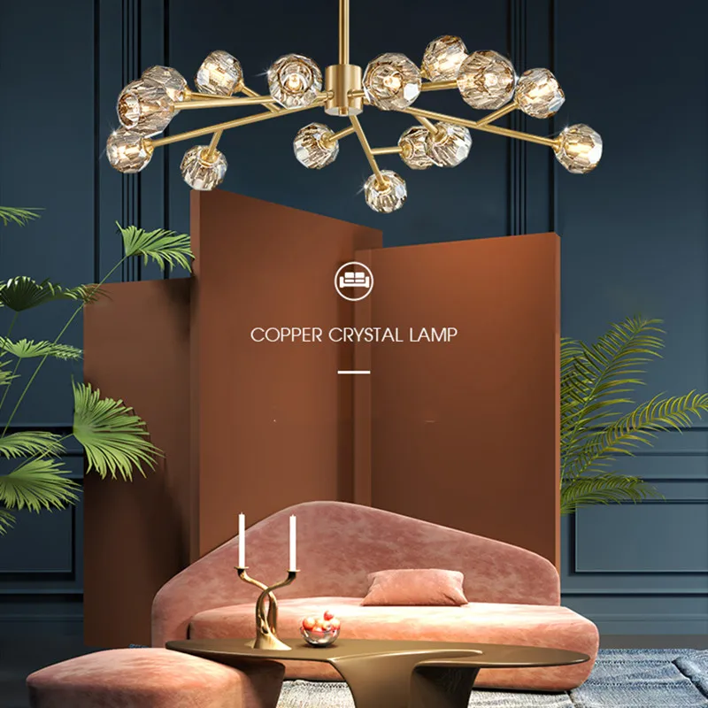 Американская медная светодиодная люстра подвесной светильник Хрустальный