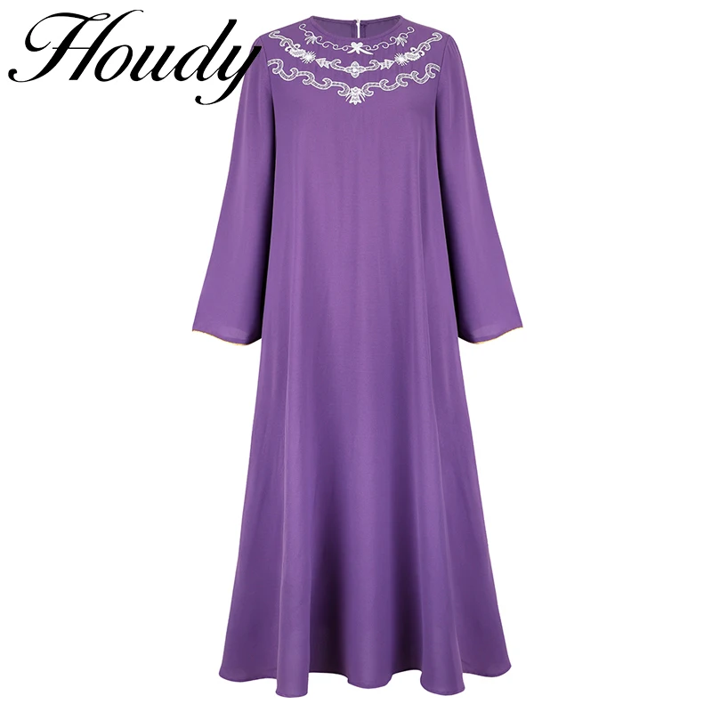 

New Fashion Ladies Bohemian Pattern Embroidery Long Skirt Holiday Long Skirt Loose Sun Skirt Floral Round Neck Long Sleeves