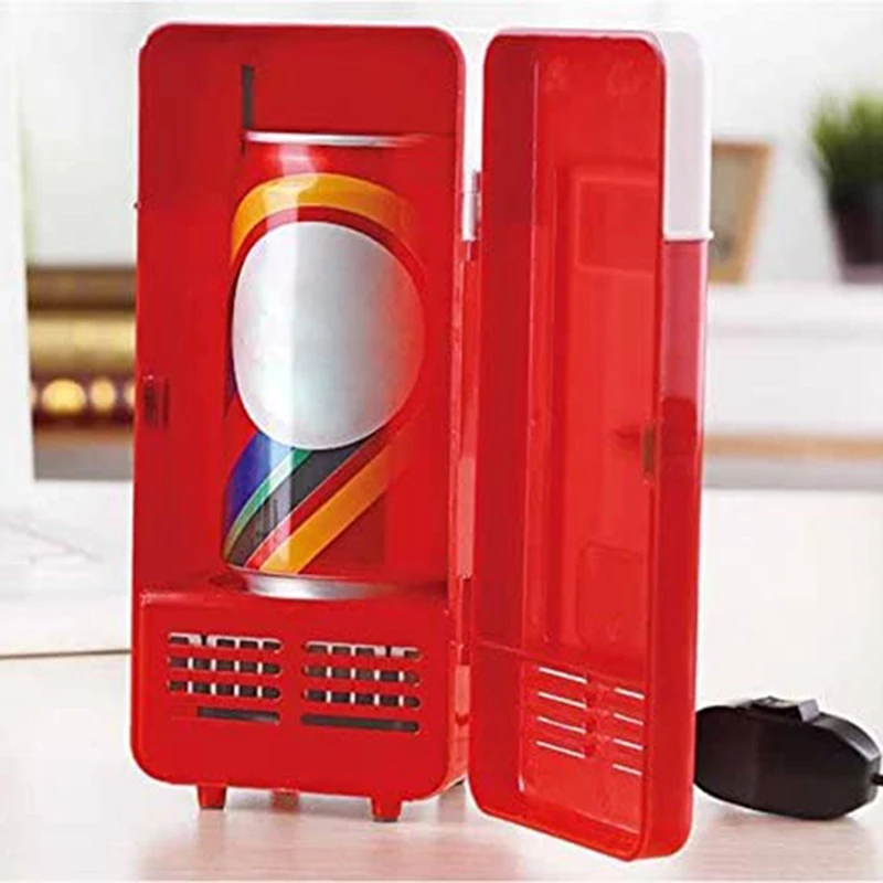 Красный мини холодильник с USB портом банки для напитков охладитель/обогреватель