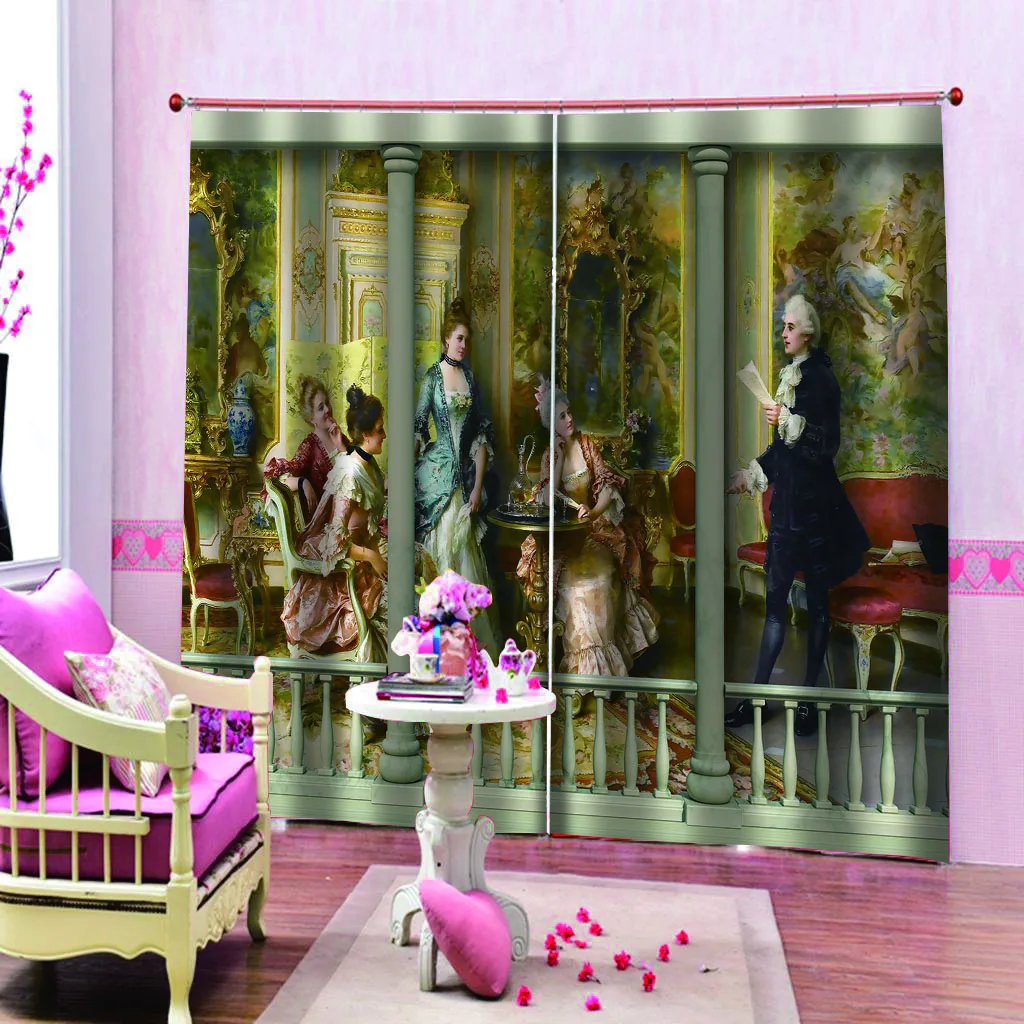 Высококачественные занавески на заказ 3d из ткани европейские с фотографией 3D для