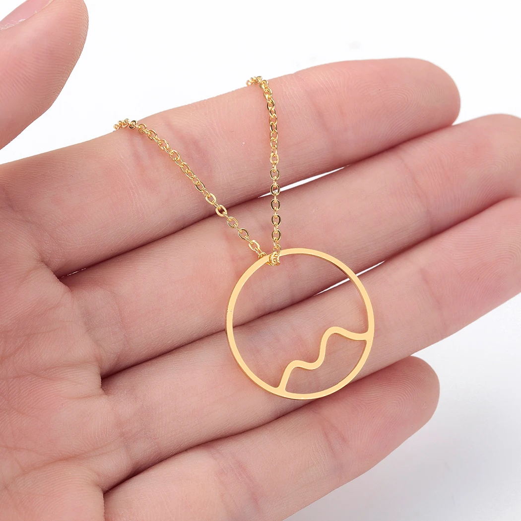 Kinitial нержавеющая сталь Океанский кулон с волной ожерелье для женщин цепочка