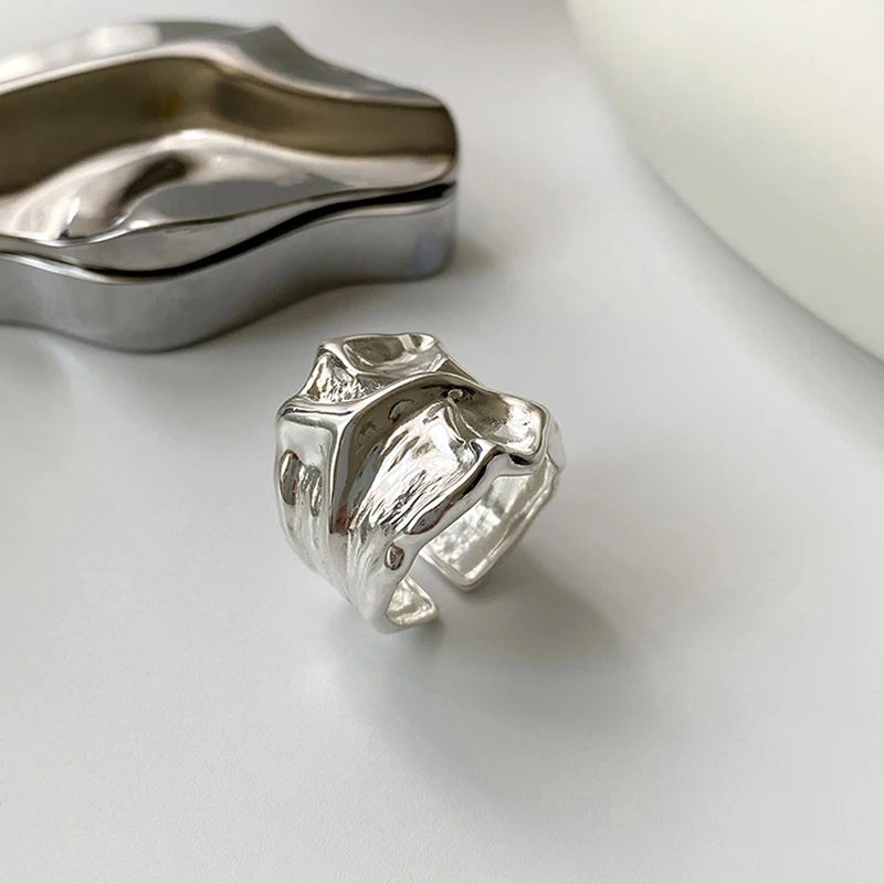 

Minimalist Stianless Steel Width Rings For Women New Fashion Creative Irregular Pattern Vintage Punk Party Jewelry Rings 2021