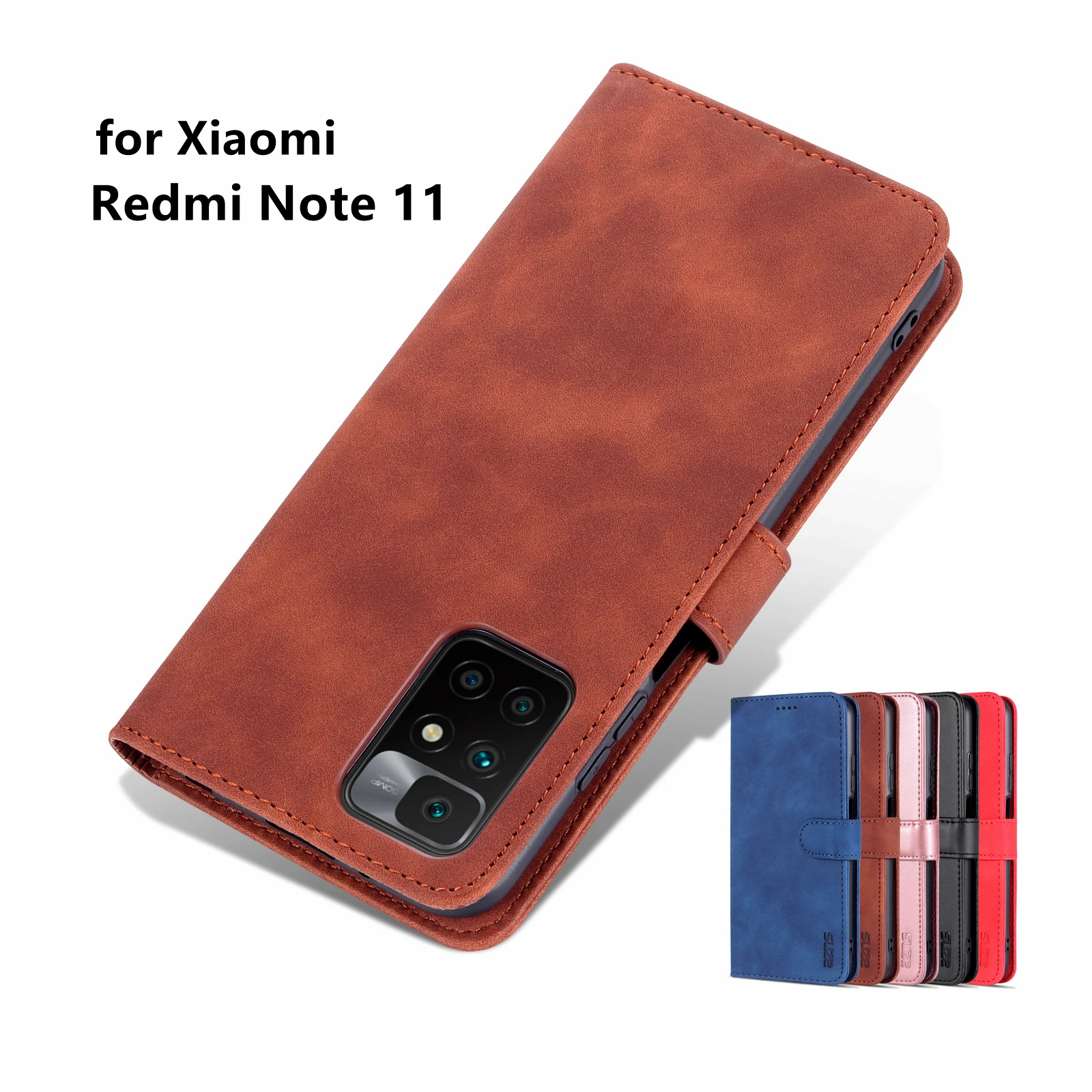 

High Quality Flip Cover Fitted Case for Xiaomi Redmi Note 11 4G Pu Leather Phone Bags Case Holster with closing strap AZNS