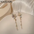 Женские трехмерные серьги-бабочки с цирконом, серьги с кисточками в Корейском стиле