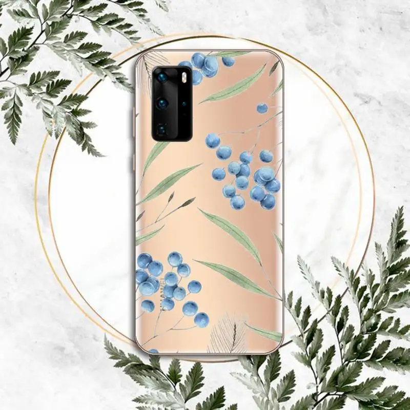 

Watercolor plants with flowers Phone Cases Clear Transparent for huawei honor P 40 30 20 lite Pro 10 i 8 9 x p smart 2019