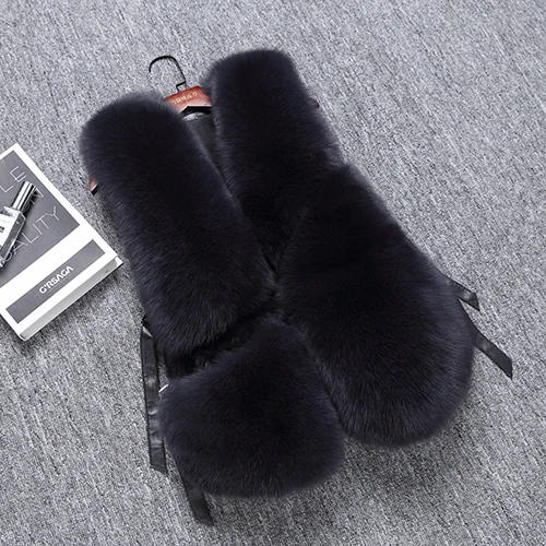 ZDFURS* Женский жилет из натурального Лисьего меха, женский зимний Осенний жилет из натурального Лисьего меха, Модный женский жилет, жилет из натурального меха для женщин - Цвет: Dark grey