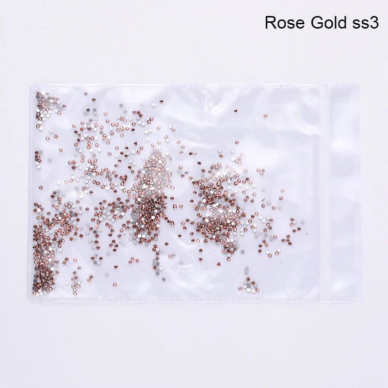 Rose Gold ss3 1440 шт. Стразы с плоской задней поверхностью и AB для украшения ногтей, обуви и танцевального платья - Цвет: Rose Gold ss3