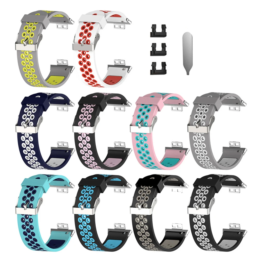 

New Silicone Strap for Huawei Watch Fit Smart Watches Sport Waterproof Double Color Rubber Wrist Band Bracelet Belt Accessories