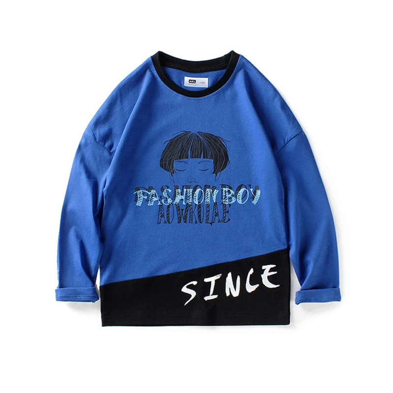 

Kids clothes fashion Sweatshirt T-shirt Korean cartoon letter printing boys and girls 4-13 year old children's quality clothing