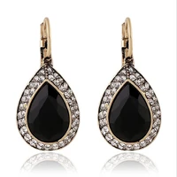 vintage bohemian style black stone earrings water drop womens drop earrings 2 21 6cm one pair xye228