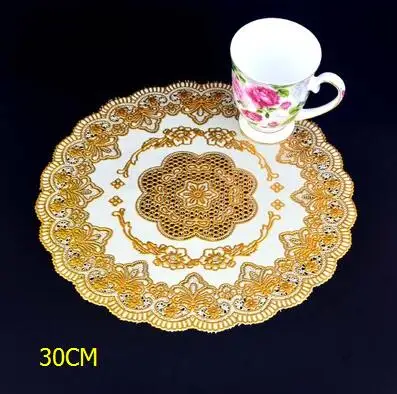 6pcs 6 шт. бронзовые кружева ПВХ коврик для столового стола Золотой подстаканник водонепроницаемый изоляционный коврик посуда принадлежности для ресторанов - Цвет: 6pcs