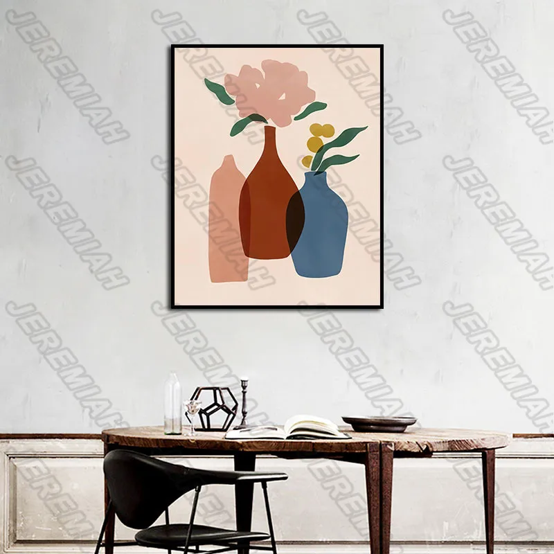 

Decorative Poster Waterproof Ink Frameless Canvas Painting Vase Nordic Poster Print Art Picture Modern Living Room Decoration