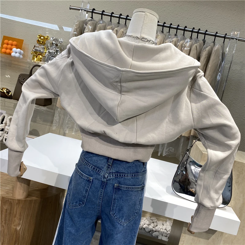 

Niche Design 2021 New High-waisted, Slim Hoodie For Women's Age Reduction Zipper Short Casual Coat
