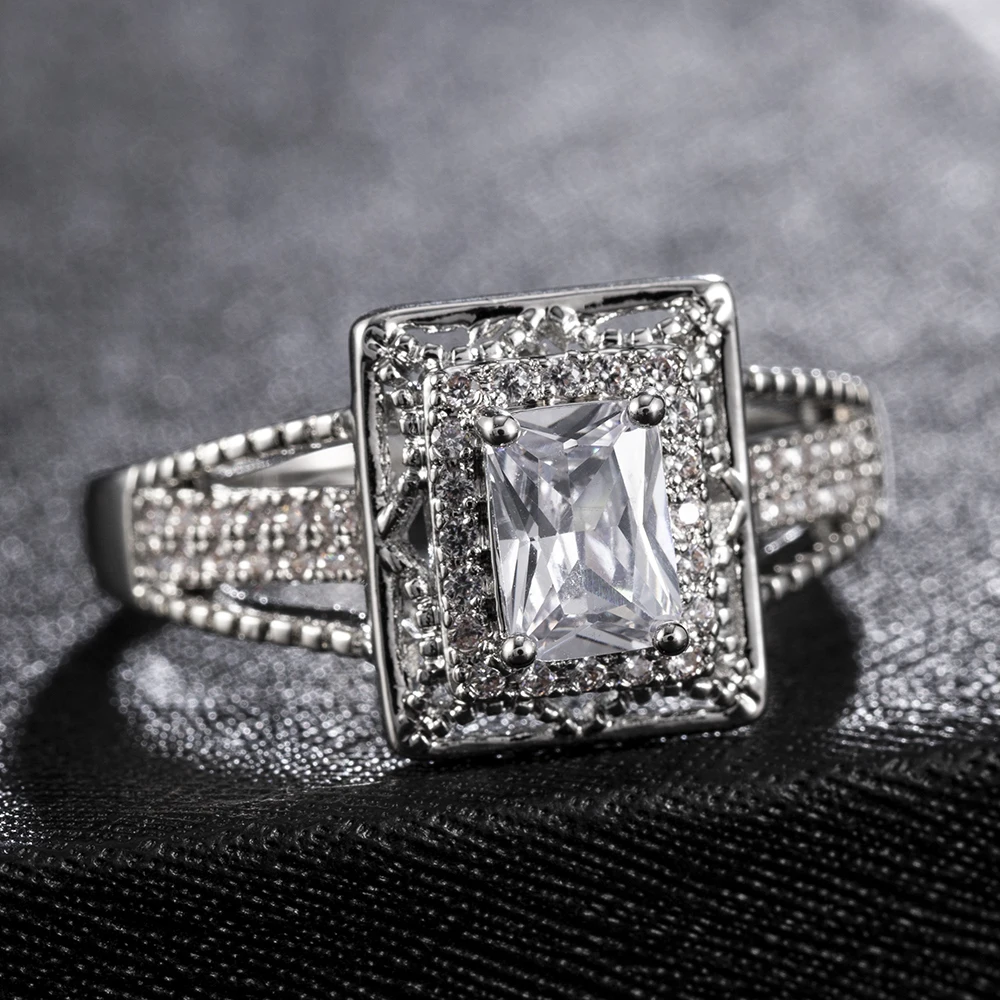 2020 великолепные свадебные кольца с кристаллами женские ювелирные изделия белое