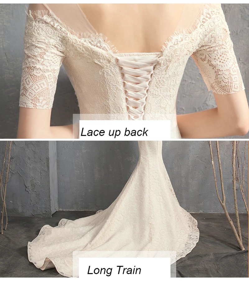 

Mermaid Wedding Dresses Turkey 2021 Lace Boat Neck Short Sleeves Bridal Bride Wedding Gown Vestidos De Noiva Plus Sizes
