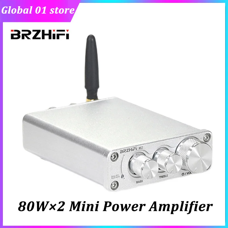

Усилитель звуковой мощности BRZHIFI M2, Bluetooth, вход 3,5 мм, MA12072, 160 Вт, мини Hi-Fi стерео аудио класса D, усилитель басов, высокие частоты для динамиков