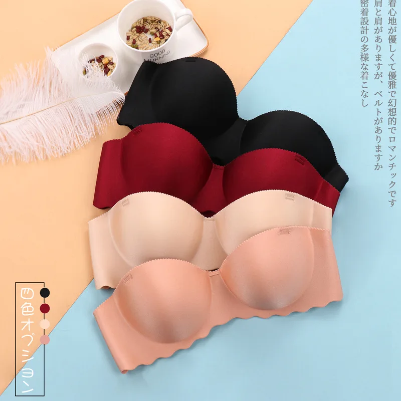 Сексуальный бесшовный бюстгальтер для женщин беспроводной пуш ап Однотонный