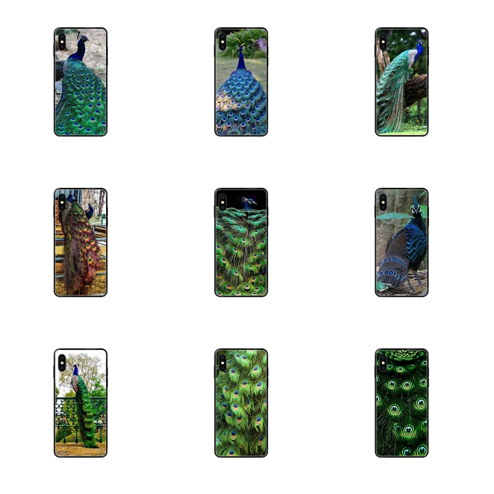 Черные Мягкие ТПУ чехлы без рисунка Обложка чехол с павлиньим хвостом и перьями