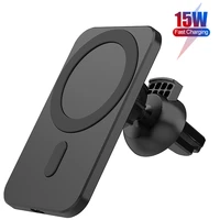 new 15w magnetic wireless car charger mount for iphone 12 pro max fast charging car phone holder air vent magnet stand hot sale