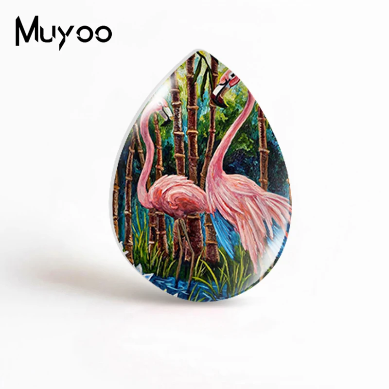 2020 Новый розовый Фламинго капля стекло кабошон птица Искусство ручной работы