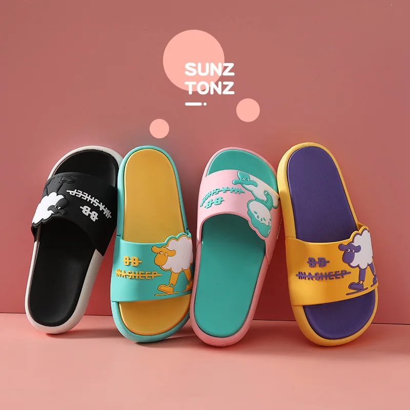 

Summer Slippers Cute Slides Women Men Non-Slip Sandals Thick Soft Sole Flip Flops Bathroom Home Beach Pool Couples Female Shoes