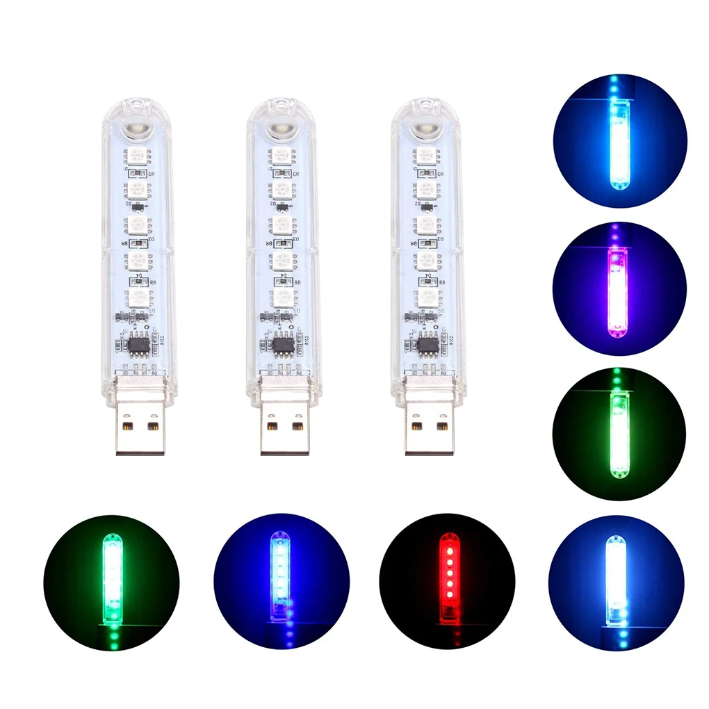

USB LED Book Lights Light Bar USB Powered Colorful Socket Lamp LED Atmosphere Decor Portable Night Tubelight USB Night light