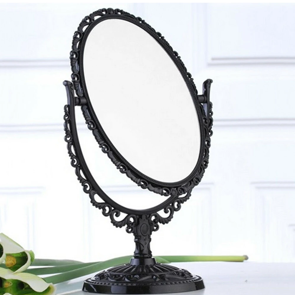 

European Retro Style Women Makeup Mirror Vintage Floral Oval Round Handhold Mirror Princess Elegant Makeup Beauty Tools